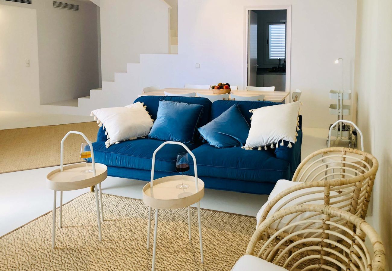 Salon intérieur de la Villa Pins à Ibiza